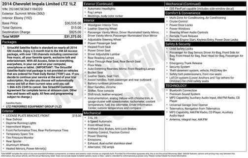 White 2014 Chevrolet Impala Limited LTZ