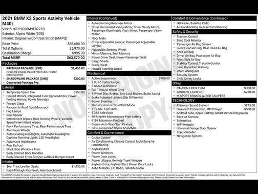 2021 BMW X3 XDRIVEM40I