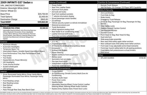 2009 INFINITI G37x Base