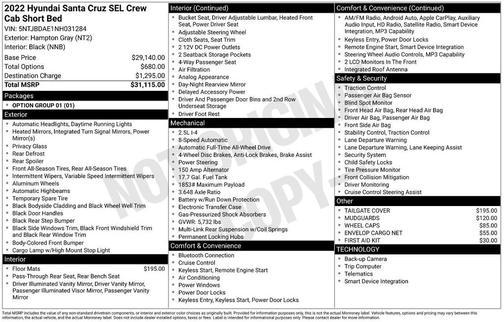 2022 Hyundai SANTA CRUZ SEL