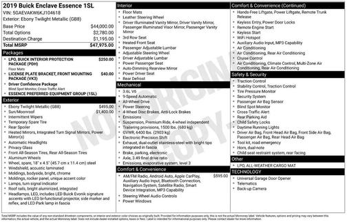 Black 2019 Buick Enclave Essence