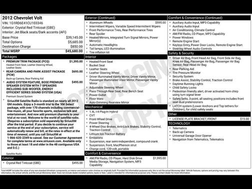 2012 Chevrolet Volt Base