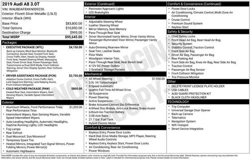 Silver 2019 Audi A8 L