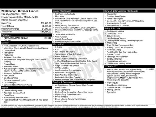 2020 Subaru Outback Limited