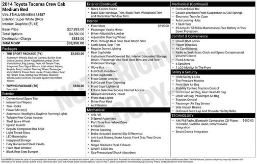 White 2014 Toyota Tacoma Base