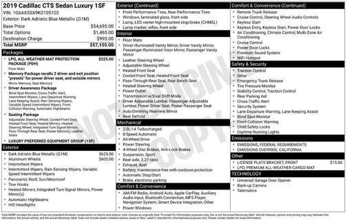 2019 Cadillac CTS 2.0L Turbo Luxury