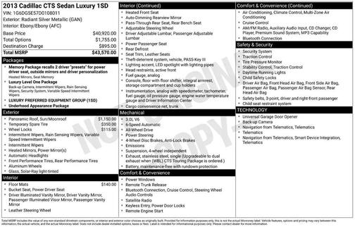 Silver 2013 Cadillac CTS Luxury
