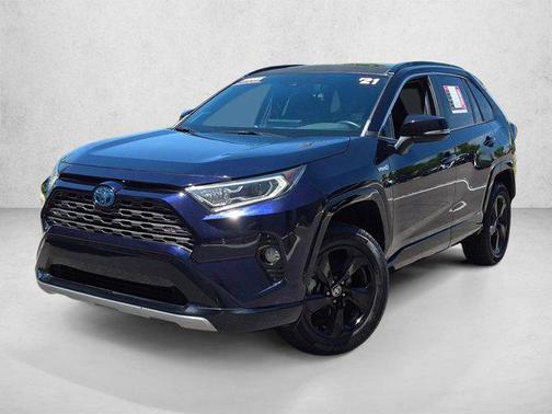 Blue Print/Midnight Black Metallic 2021 Toyota RAV4 Hybrid SE