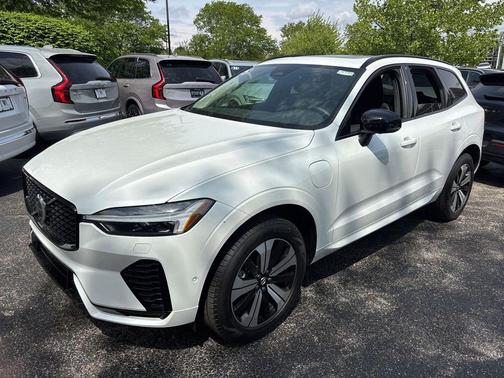 Crystal White Metallic 2025 Volvo XC60 Plug-In Hybrid Plus, T8 AWD Electric/Gasoline, Dark