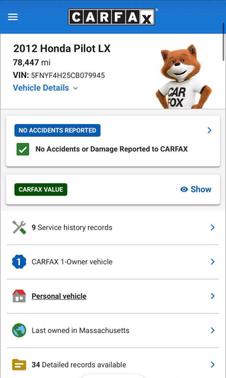 Blue 2012 Honda Pilot LX