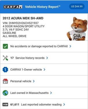 2012 Acura MDX 3.7L