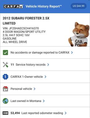 2012 Subaru Forester 2.5X