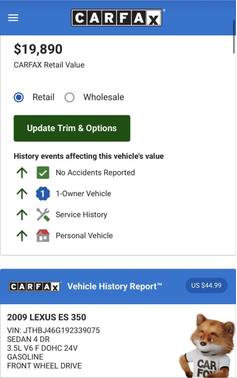 2009 Lexus ES 350 Base