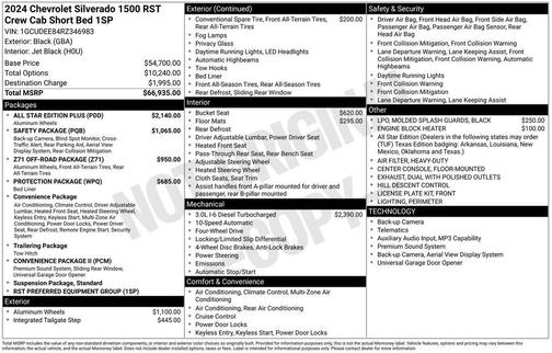 Black 2024 Chevrolet Silverado 1500 RST