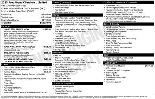 Diamond Black 2025 Jeep Grand Cherokee L Limited