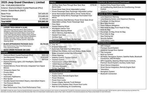 Diamond Black 2025 Jeep Grand Cherokee L Limited
