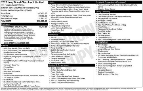 Metallic 2025 Jeep Grand Cherokee L Limited