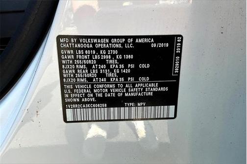 2019 Volkswagen Atlas 3.6 V6 SEL R-Line