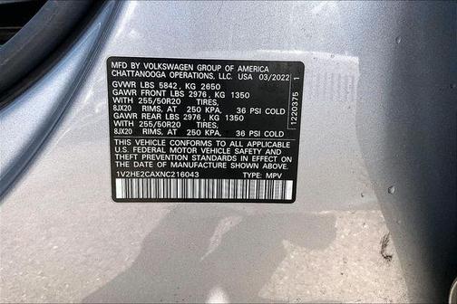 2022 Volkswagen Atlas Cross Sport 3.6L V6 SE w/Technology