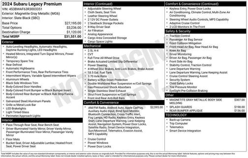 Magnetite Gray Metallic 2024 Subaru Legacy Premium