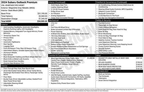Magnetite Gray Metallic 2024 Subaru Outback Premium