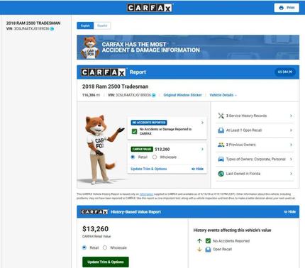 Bright White Clearcoat 2018 RAM 2500 Tradesman Regular Cab 4x2 8' Box