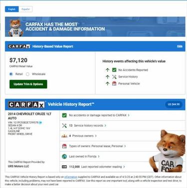 2014 Chevrolet Cruze 1LT