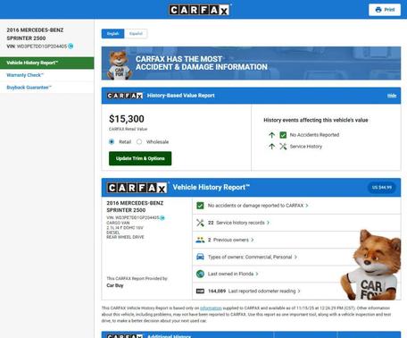 2016 Mercedes-Benz Sprinter 2500 High Roof