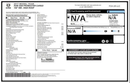 2017 RAM ProMaster 2500 High Roof