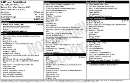 Bright White Clearcoat 2017 Jeep Patriot Sport