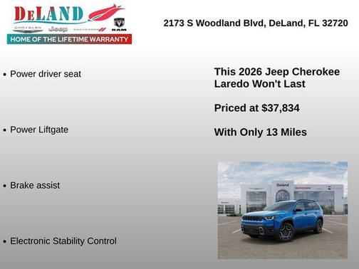 Hydro Blue Pearlcoat 2026 Jeep Cherokee Laredo 4x4