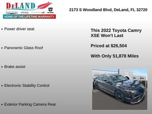 Midnight Black Metallic 2022 Toyota Camry XSE