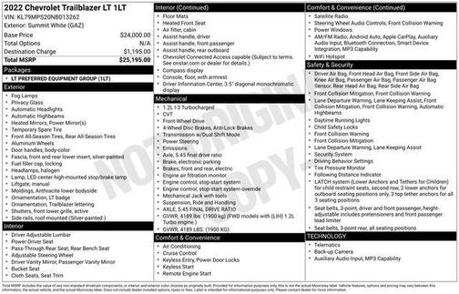 Summit White 2022 Chevrolet Trailblazer LT