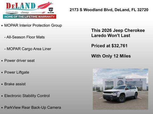 Bright White Clearcoat 2026 Jeep Cherokee Laredo 4x4
