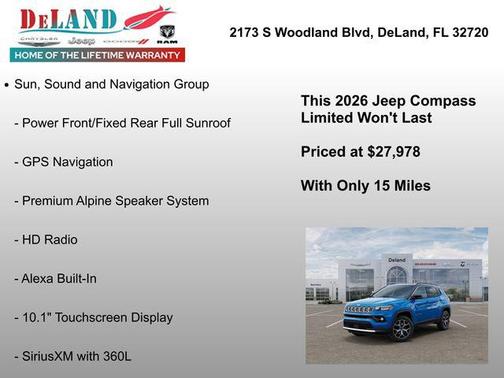 Hydro Blue Pearlcoat 2026 Jeep Compass Limited