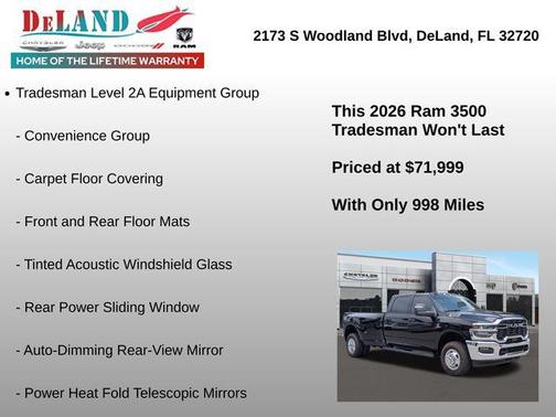 Diamond Black Crystal Pearlcoat 2026 RAM 3500 Tradesman Crew Cab 4x4 8' Box