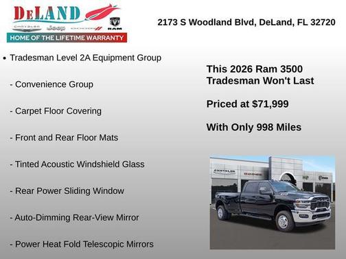 Diamond Black Crystal Pearlcoat 2026 RAM 3500 Tradesman Crew Cab 4x4 8' Box