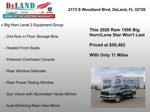 Serrano Green Metallic 2026 RAM 1500 Big Horn/Lone Star