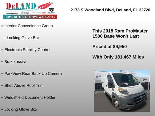 2018 RAM ProMaster 1500 Low Roof
