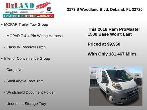 2018 RAM ProMaster 1500 Low Roof