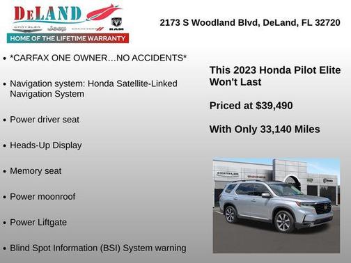 Lunar Silver Metallic 2023 Honda Pilot AWD Elite