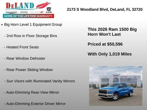 Hydro Blue Pearlcoat 2026 RAM 1500 Big Horn/Lone Star