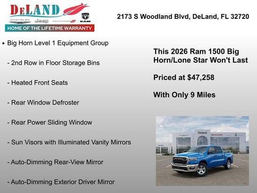 Hydro Blue Pearlcoat 2026 RAM 1500 Big Horn/Lone Star