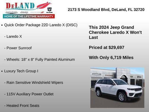 Bright White Clearcoat 2024 Jeep Grand Cherokee Laredo