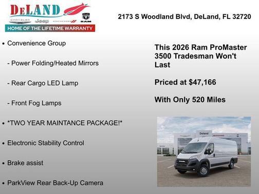 Bright White Clearcoat 2026 RAM ProMaster 3500 High Roof