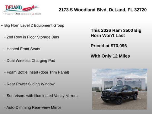 Diamond Black Crystal Pearlcoat 2026 RAM 3500 Big Horn Crew Cab 4x4 6'4' Box