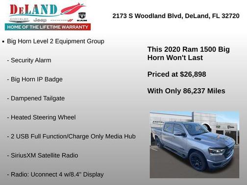 Billet Silver Metallic Clearcoat 2020 RAM 1500 Big Horn/Lone Star