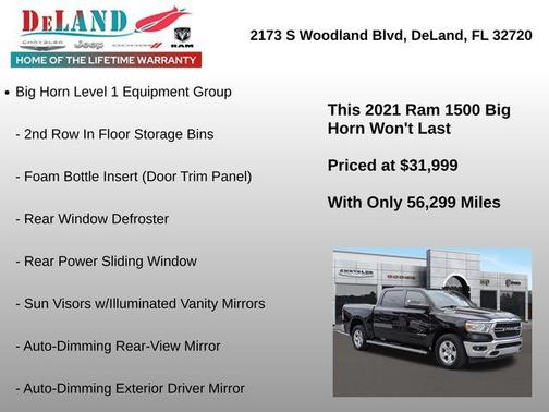 Diamond Black Crystal Pearlcoat 2021 RAM 1500 Big Horn/Lone Star