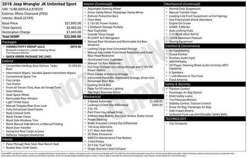2018 Jeep Wrangler JK Unlimited Sport