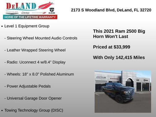 Diamond Black Crystal Pearlcoat 2021 RAM 2500 Big Horn Crew Cab 4x4 6'4' Box